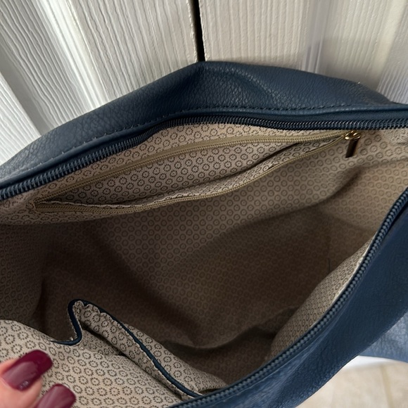 Navy Blue Rivet Three Piece Tote - Picture 6 of 8